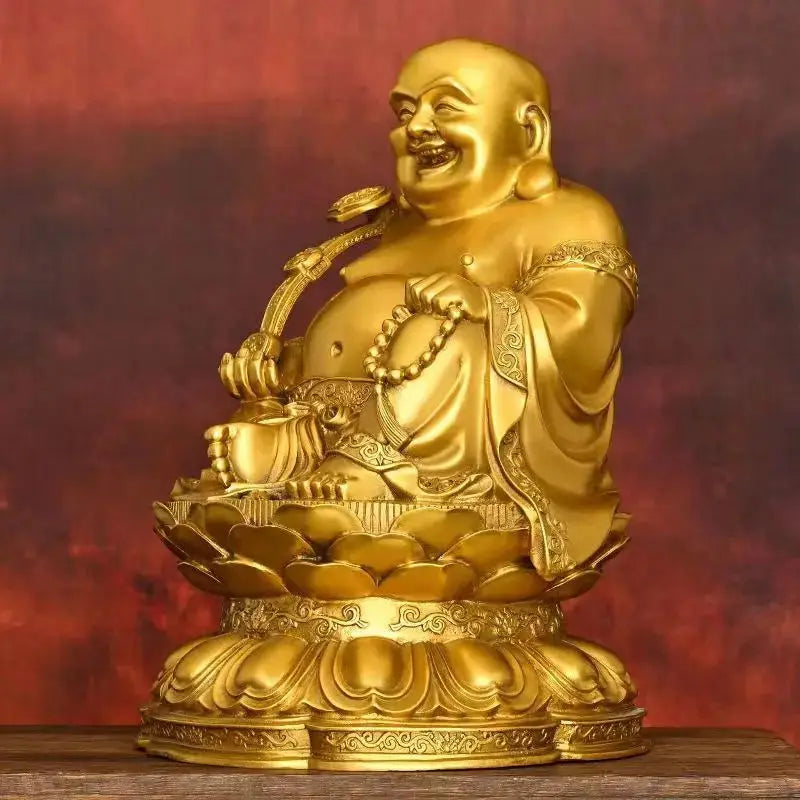 Bouddha Rieur Chinois en Cuivre - Feng  Ethnique déco