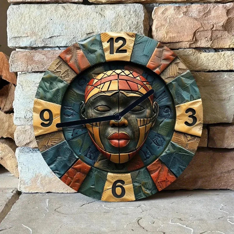 Horloge Masque Africain - Art  Ethnique déco