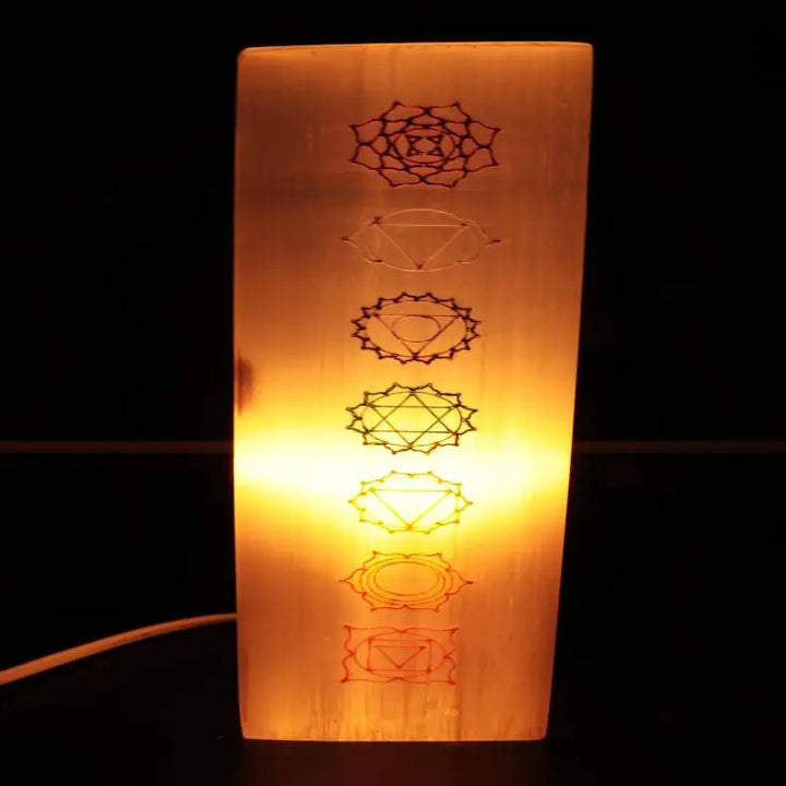 Lampe Sélénite - Rectangle 7 Chakras  Ethnique déco