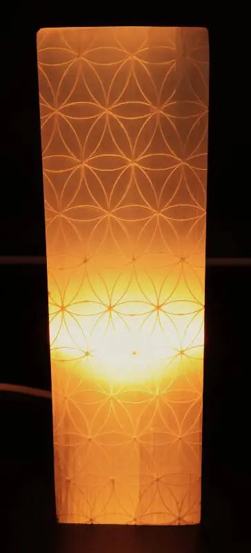 Lampe Sélénite - Rectangle Fleur de vie  Ethnique déco