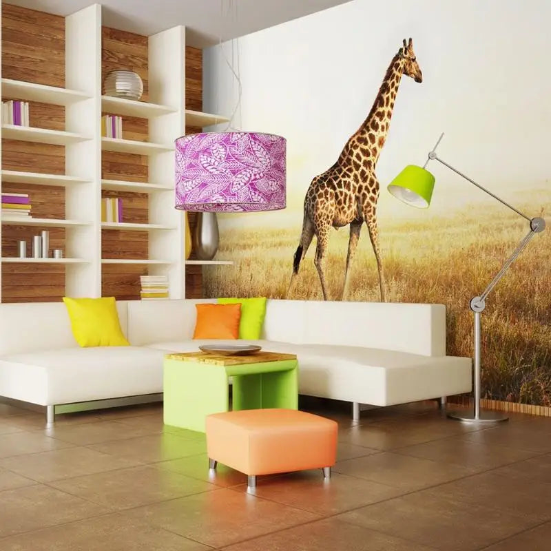 Papier Peint Animaux - Promenade Girafe  Ethnique déco