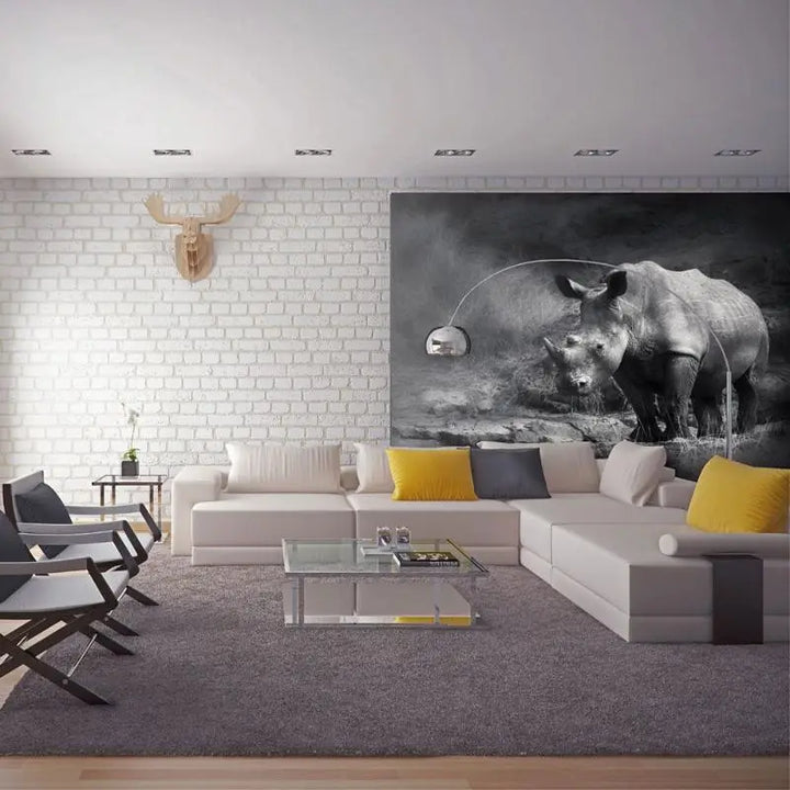 Papier Peint Animaux - Rhinocéros  Ethnique déco