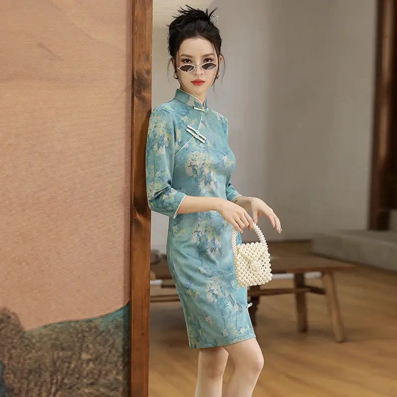 Robe Chinoise - Qipao Fleur de Cerisier  Ethnique déco