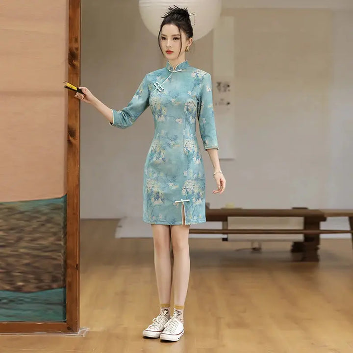 Robe Chinoise - Qipao Fleur de Cerisier  Ethnique déco