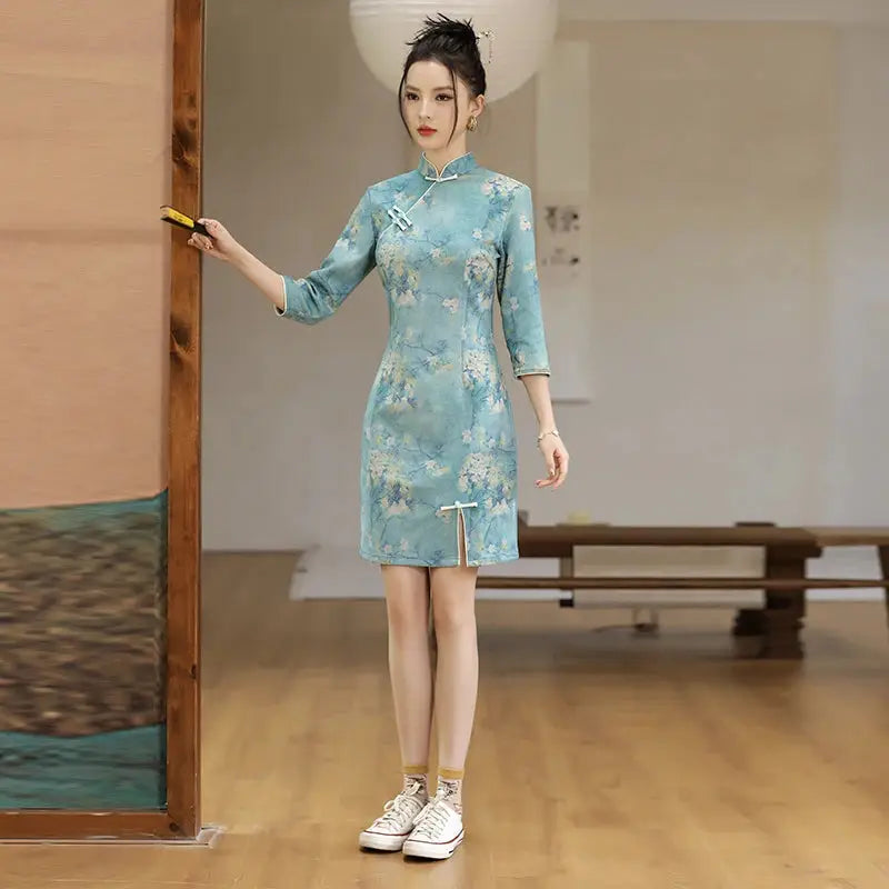 Robe Chinoise - Qipao Fleur de Cerisier  Ethnique déco