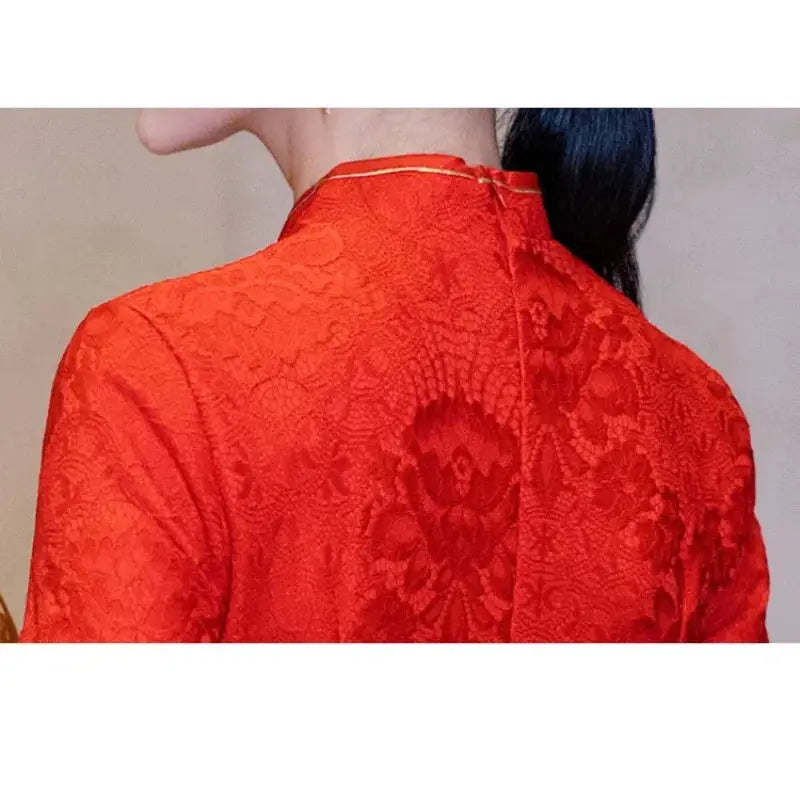 Robe Chinoise - Qipao Paon Doré  Ethnique déco