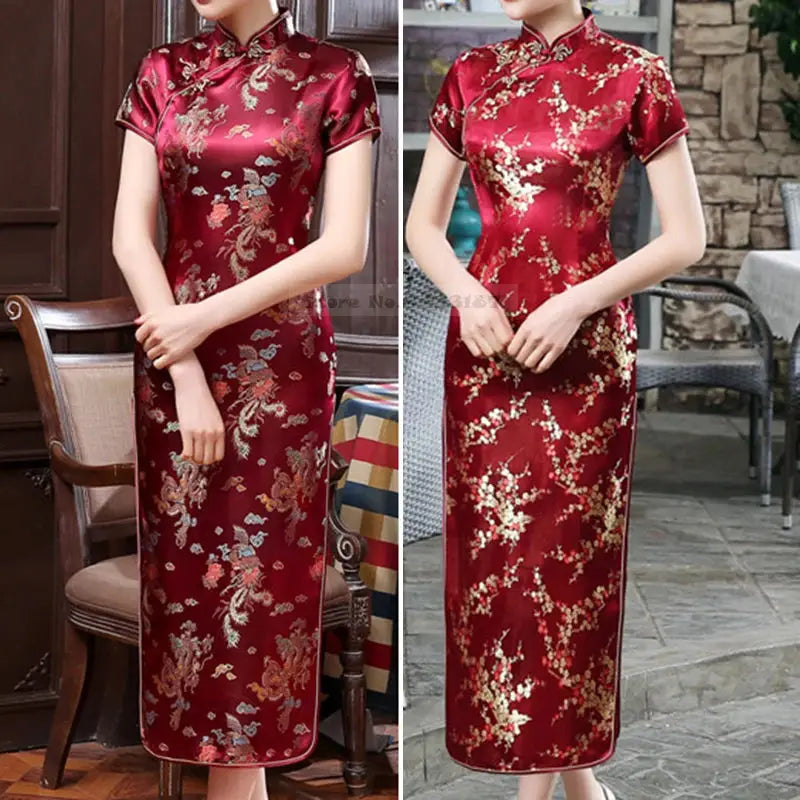 Robe Chinoise - Qipao Satin Classico  Ethnique déco