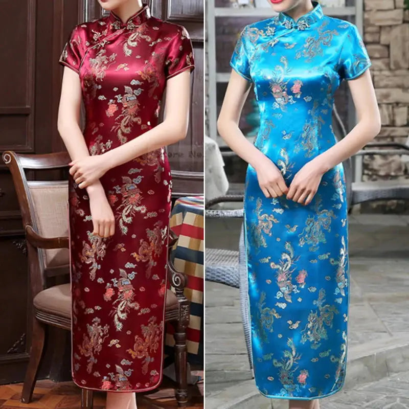 Robe Chinoise - Qipao Satin Classico  Ethnique déco