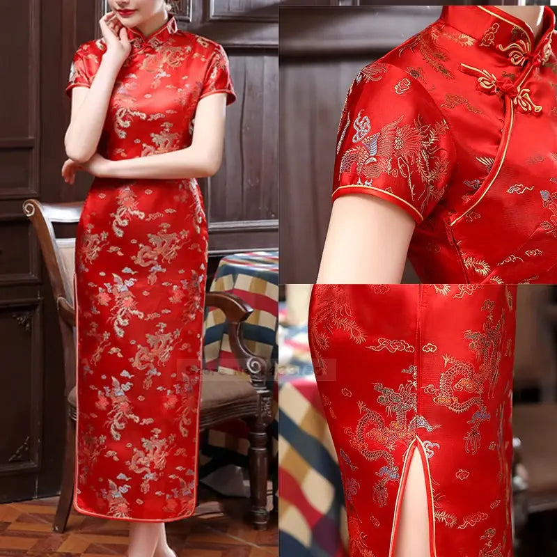 Robe Chinoise - Qipao Satin Classico  Ethnique déco