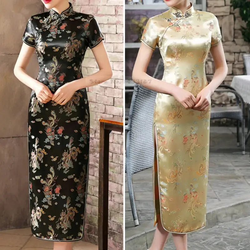 Robe Chinoise - Qipao Satin Classico  Ethnique déco