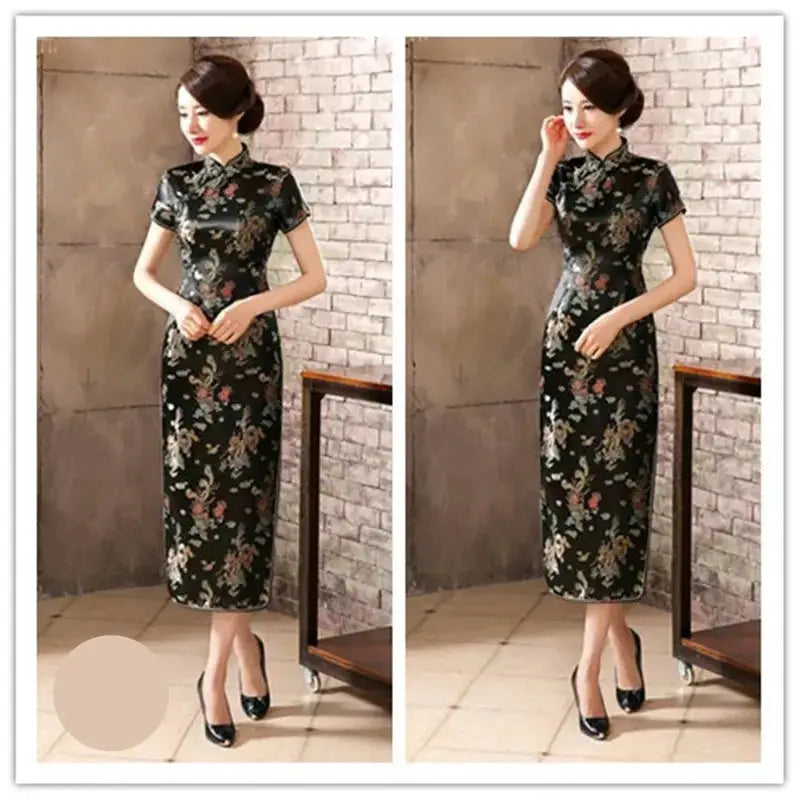 Robe Chinoise - Qipao Satin Classico  Ethnique déco