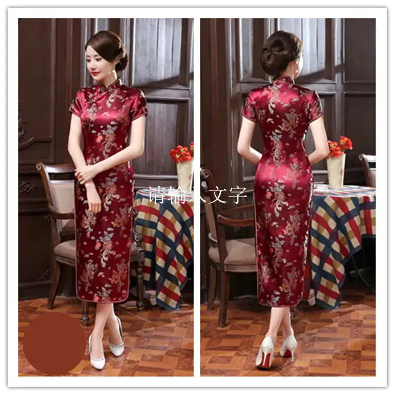 Robe Chinoise - Qipao Satin Classico  Ethnique déco
