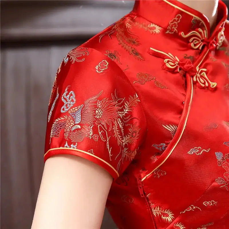 Robe Chinoise - Qipao Satin Classico  Ethnique déco