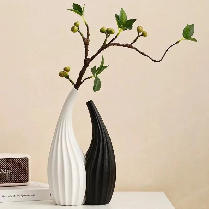 Vase Scandinave - Duo Blanc et Noir  Ethnique déco